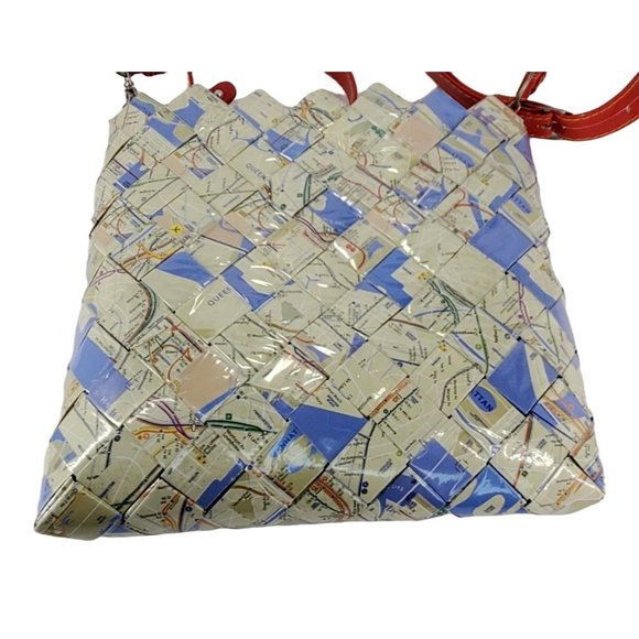 Nahui Ollin Recycled New York City Map Crossbody Shoulder Bag Purse w/Strap - Picture 7 of 8